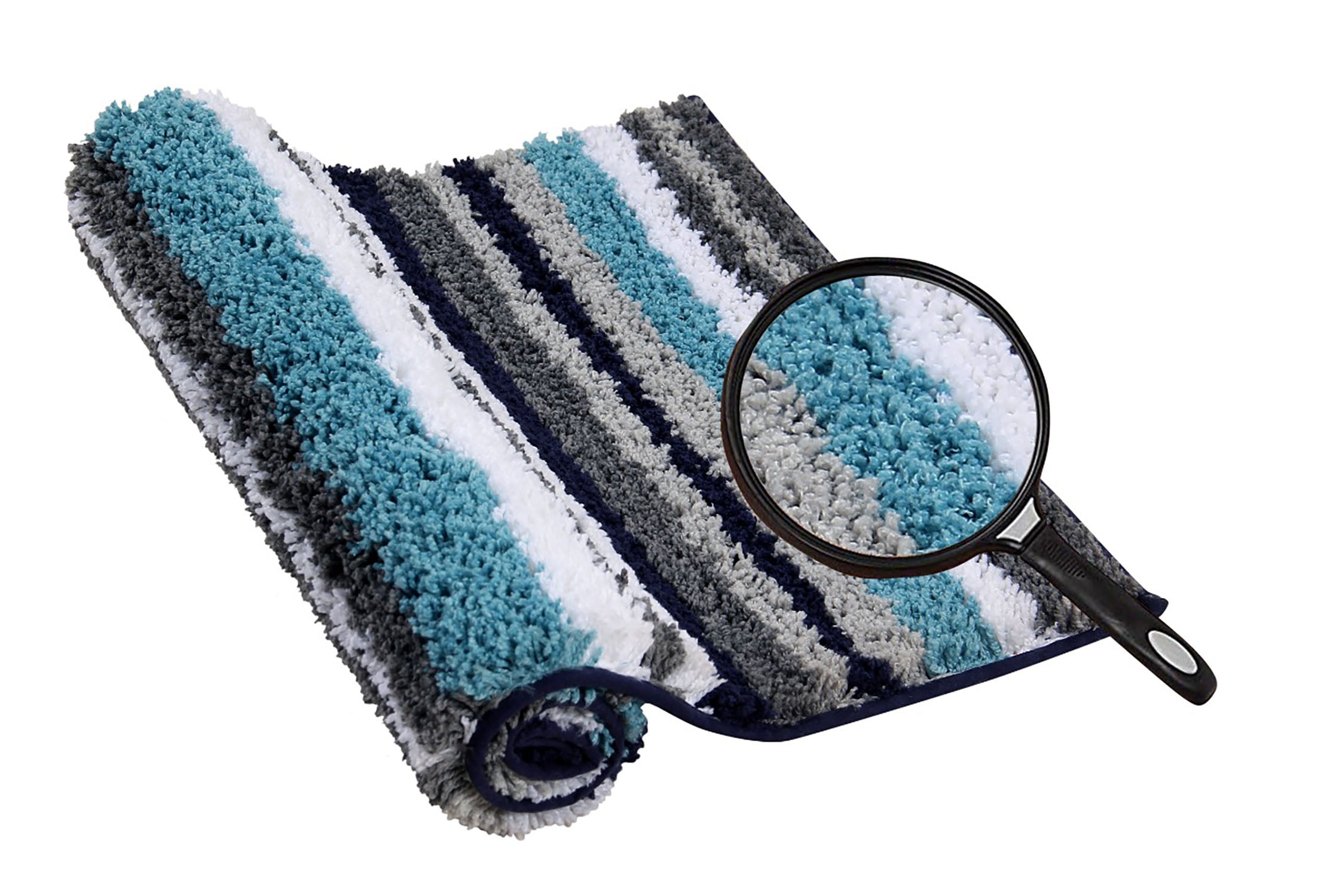 Better Trends 2 Piece Bathroom Rug Set 100% Polyester Soft Water Absorbent Non Slip Bath Mat Machine Washable Rug Griffie Collection - Blue