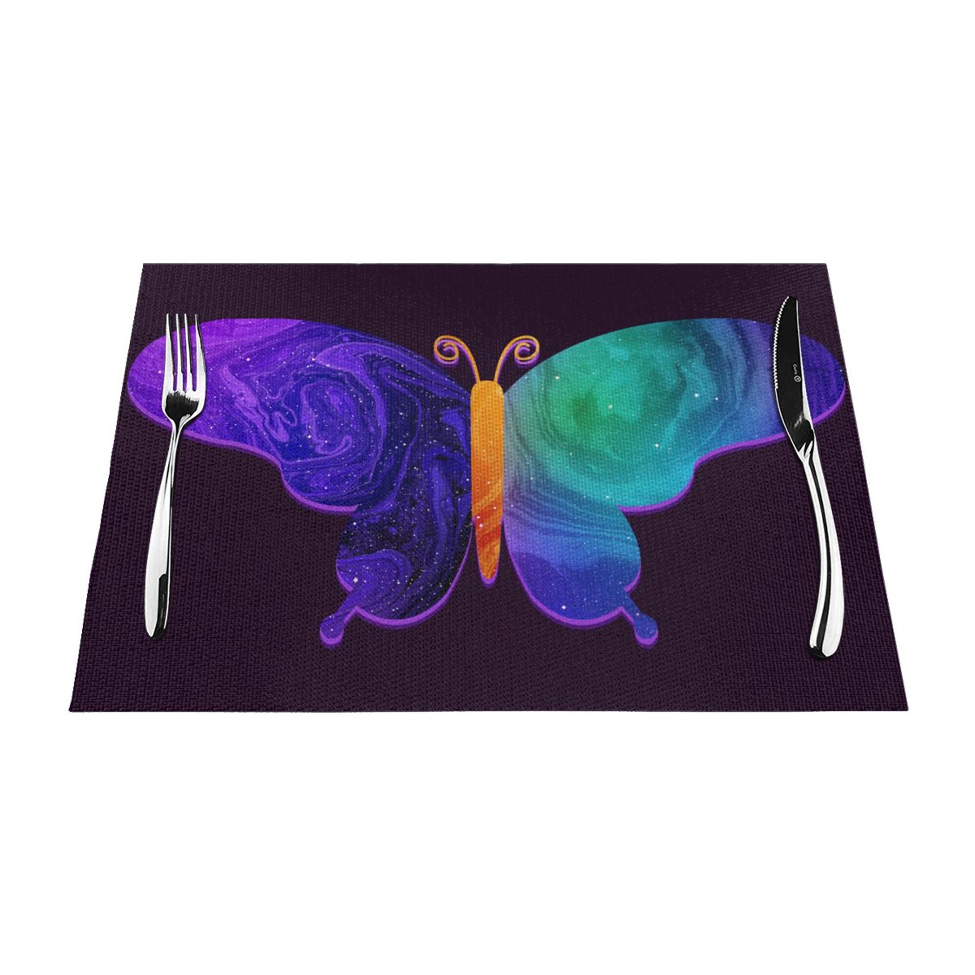 XMXY Woven Placemats Set of 4 PCS, Cartoon Purple Butterfly Table Mats ...