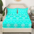 thumbnail image 3 of Erosebridal Bohemian Aztec Sheet Set King, Tribal Geometric Pattern Bedding Sets King Size, Cyan Blue 4 Pieces, 3 of 7