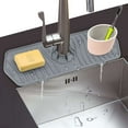 thumbnail image 4 of Spencer Silicone Sink Faucet Mat for Kitchen Bathroom, 14 Inch Sink Splash Guard, Faucet Handle Drip Tray, Dish Drying Mats Sponge Holder, Countertop Splash Protector, Gray, 4 of 10