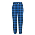 thumbnail image 5 of Qulqfy Blue Pants for Women Plaid Lounge Pants Trendy High Waisted Jogger Fall Pants for Women, 5 of 6
