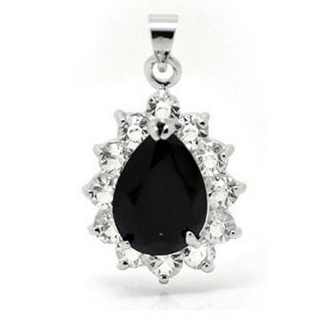 - (1) Black Titanic Inspired Elegant Tear Drop Faceted Glass Crystal with Rhinestone Pendent