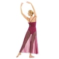 thumbnail image 4 of Rswnyirn Women's Modern Lyrical Dance Costume Mesh Patchwork Flowy Maxi Leotard Dance Dress Burgundy L, 4 of 7