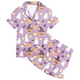 thumbnail image 4 of MEZZALL Girls Halloween Sleepwear Short Sleeve Pumpkin Ghost Printed Lapel Blouse Pajamas Sets Tops With Elastic Waist Shorts Two Piece Loungewear For Kids Breathable Nightwear, 4 of 4