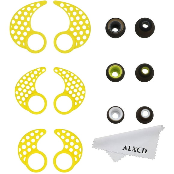 ALXCD Earhook Ear Gel Ear Piece for Jaybird Bluebud X X2, 3 Pair SML Black Anti-Slip Durable Soft Silicone Replacement