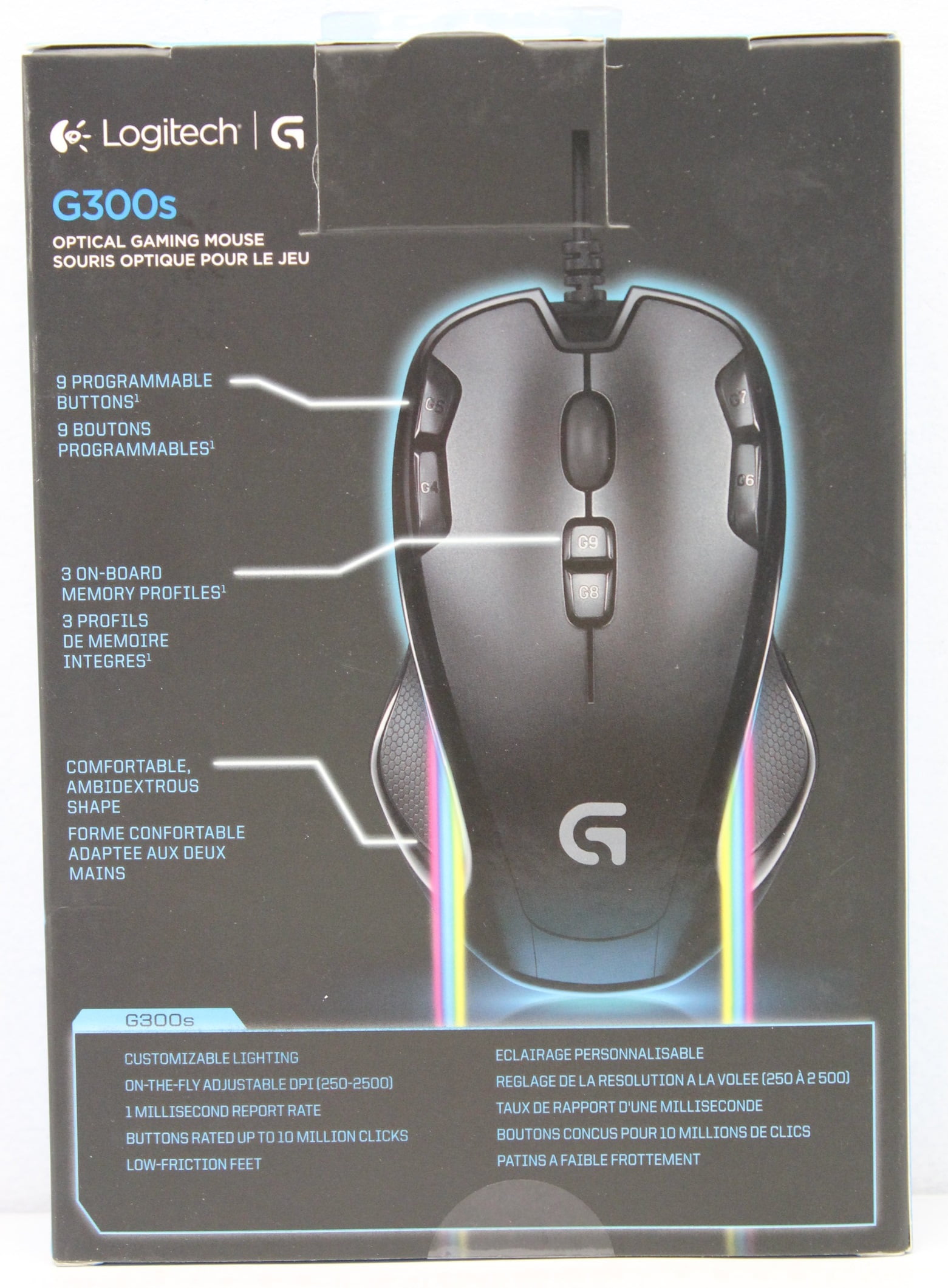 Logitech G300s Optical Ambidextrous Gaming Mouse 9 Programmable Buttons Onboard Memory Walmart Com Walmart Com
