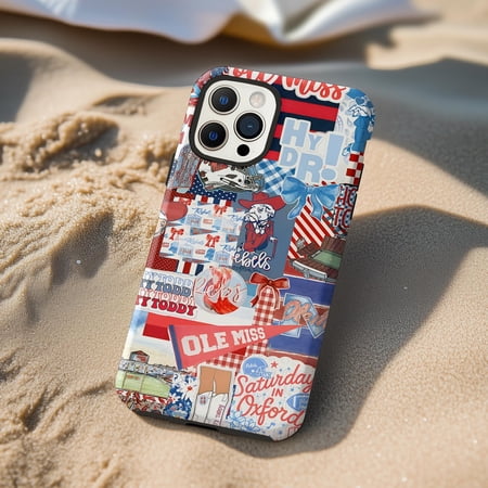 Glend Case Game Day Collage Phone Case: Ole Miss Mississippi College Spirit iPhone 17 16 15 14 13 12 X 8 Pro Max Plus Air MagSafe Google Samsung Galaxy
