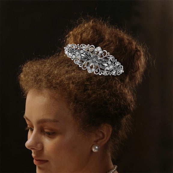 WHAMVOX 3pcs Flower Alloy Hair Spring Clips Rhinestones Decorative Hairpins Vintage Hairstyles Hair Barrettes French Hair Clamps for Party