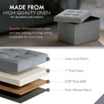 thumbnail image 4 of Ornavo Home 2 Pack Small Storage Ottoman Foldable Collapsible Rectangle Linen Ottoman Foot Rest Stool Seat, for Living Room, Bedroom, Home Office, Dorm - 12 x 16 x 12, Linen Gray, 4 of 7