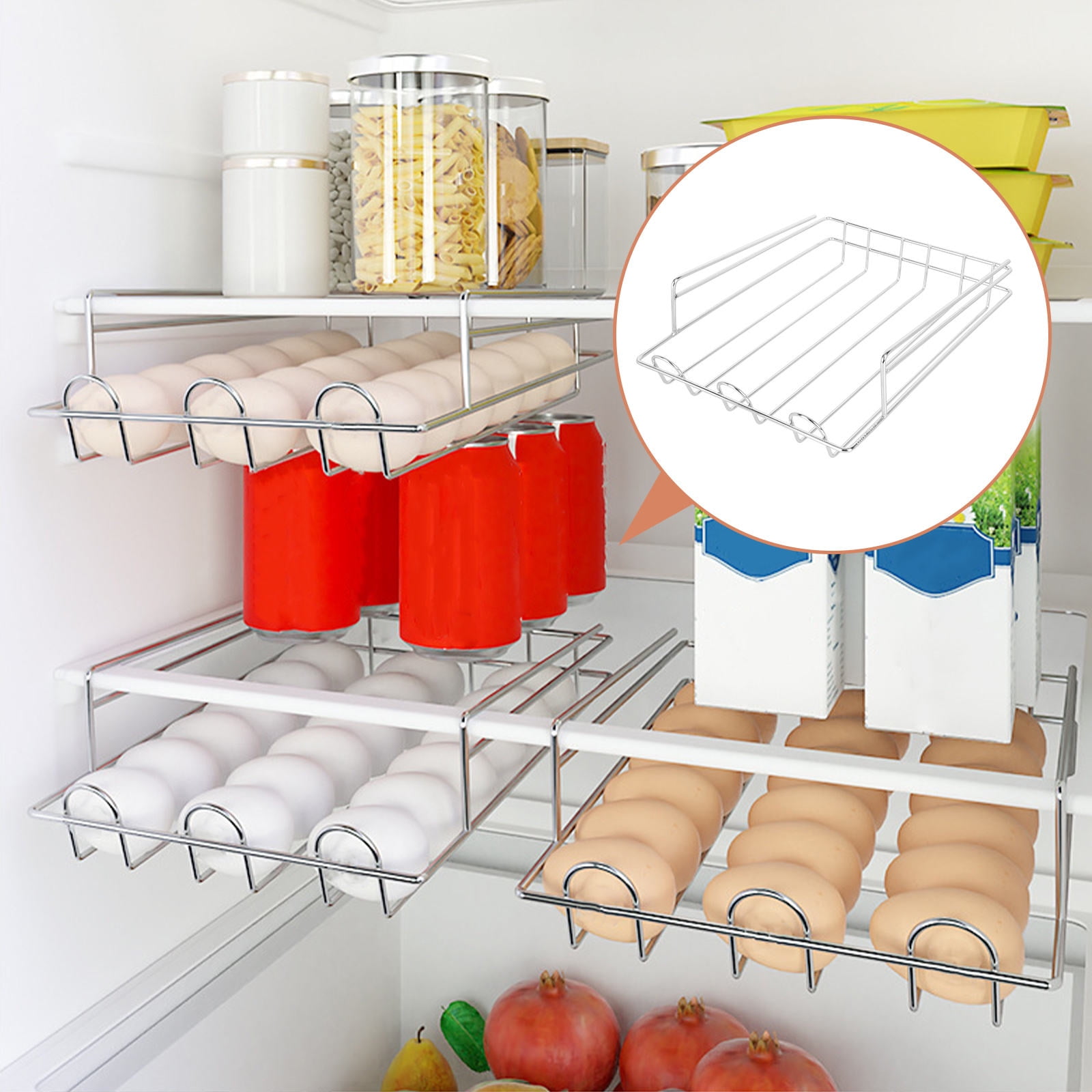 ADDHAT Stainless Steel Refrigerator Storage Rack, Kitchen Organizer Shelf for Home and Pantry Use, and Space-Saving