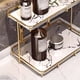 thumbnail image 3 of Organizador de baño de dos niveles, bandeja de tocador de cerámica de mármol con marco de acero inoxidable dorado, 3 of 8