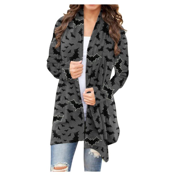 Ichuanyi liquidación de la moda femenina halloween estampado de la chaqueta de cárdigan de manga larga ICHUANYI WER2023082211606