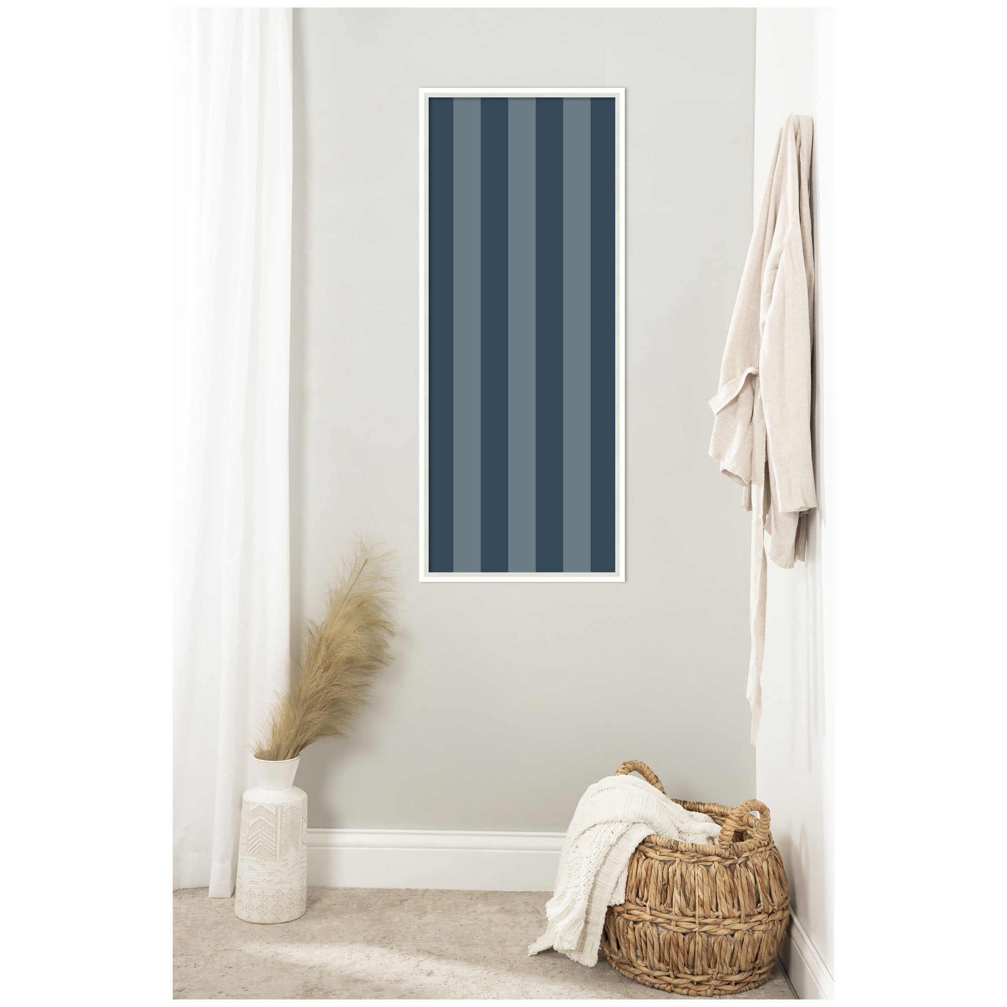 Kate and Laurel Framed Fabric Pinboard 17 x 41,  Printed Linen Modern Bulletin Board for Use as a Vision Board or Wall Organization, Lucie White Frame