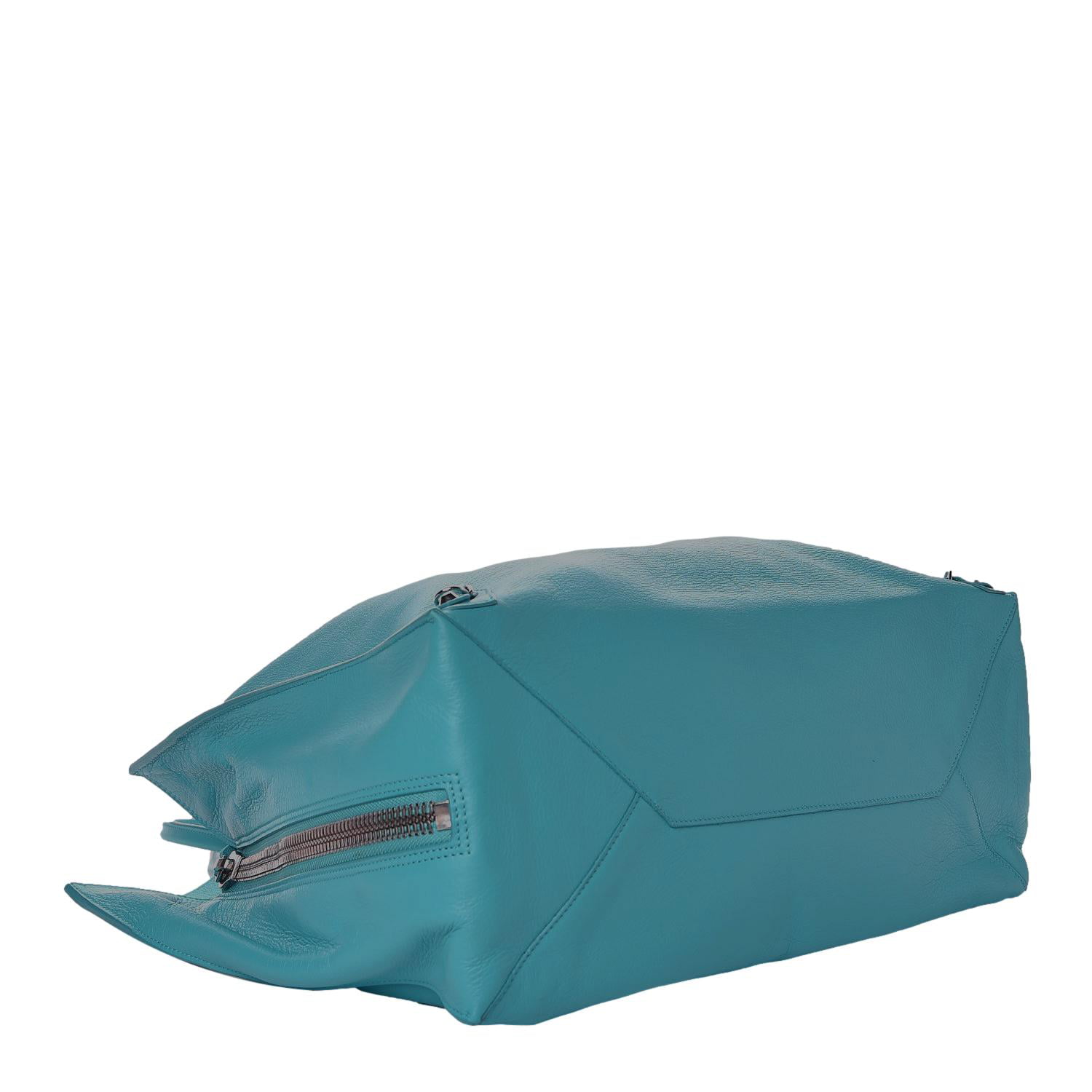 New Balenciaga Veau Papier A4 Blue Calfskin Leather Large Tote Bag 357331