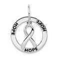 thumbnail image 1 of 925 Sterling Silver Rhod Plated Hope Circle Shaped and Cancer Awareness Ribbon Pendant, 1 of 2