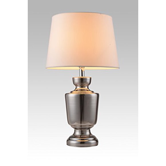 Woodbridge Lighting 15271CBN-S61400 15271CBN Sonya Table Lamp, Plated Black Nickel Glass with Chrome Hardware and Off-White Shade