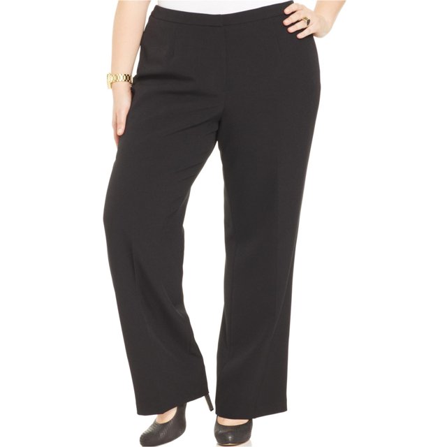 Pantalones Kasper Crepe Casual para mujer, negro, 24W