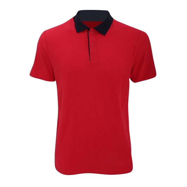 Anvil - Polo de manga corta liso para hombre/caballero Modelo Fashion Double (210 GSM) - Verano/ Vacaciones (Red/Azul marino)