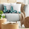 thumbnail image 5 of Ambesonne Spring Throw Pillow Cover 2 Pack, Sunny Butterflies Morphs, 16", Black Turquoise, 5 of 5
