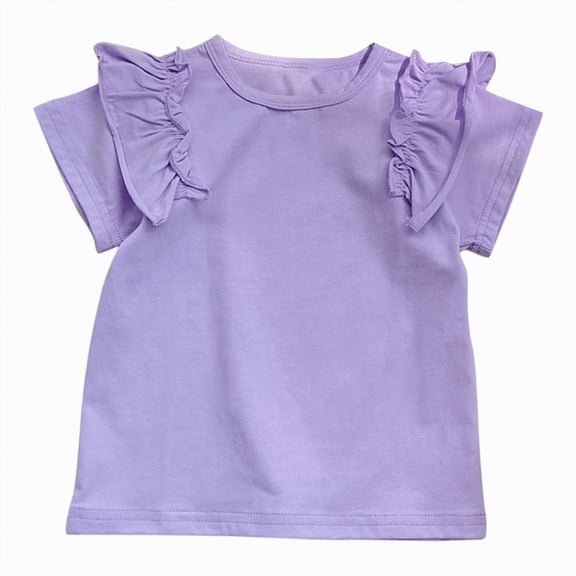 NIEWTR Kids Spring Clothes Girl Short Sleeve T-Shirts Summer Casual Soft Breathable Tee Toddler Girl Tops Daily Essentials 2T 3T 4T 5T(Purple,4-5 Years)