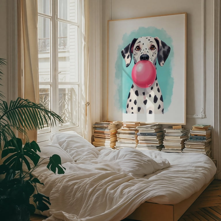 Bubble Gum Dalmatian - Painting Dog Whimsical Pop Art Animal Humor