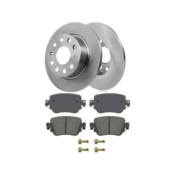 Rear Brake Pad and Rotor Kit - Compatible with 2015 - 2021 Volkswagen Passat 2016 2017 2018 2019 2020