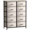 thumbnail image 3 of Sorbus Dresser with 10 Faux Wood Drawers - Storage Unit Organizer Chest for Clothes - Bedroom, Hallway, Living Room, Closet, & Dorm Furniture - Steel Frame, Wood Top, & Easy Pull Polyester Fabric Bins, 3 of 8