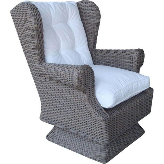 Padma's Plantation Wicker Patio Wing Swivel Chair in Kubu Gray