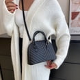 thumbnail image 2 of LHSHID Fashion Shell Shoulder Bag Striped Pu Leather Handbags Crossbody Bags For Women Small Tote Top Handle Bag, 2 of 6