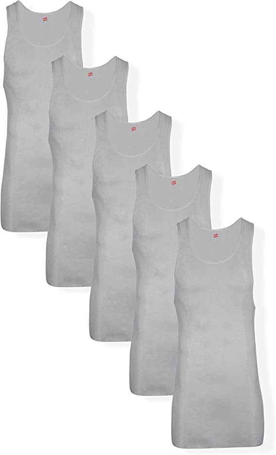 Hanes Men's Tall Man AShirt Tank Top, Gray, 3XLarge/Tall (Pack of 5)