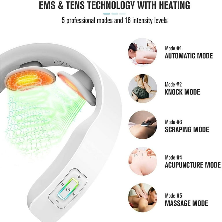 Neck Massager with Heat for Neck Pain Fatigue Relief FSA or HSA  Eligible,Electric Pulse Deep Tissue Neck Massager 6 Modes 9 Intensities  Cordless Massager Gifts for Women Men 2023 - US $8.99
