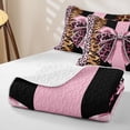 thumbnail image 4 of Erosebridal Personalized Leopard Bowknot Twin Quilt Set,Pink Cheetah Print Kids Twin Coverlet Set,2 Pieces, 4 of 7