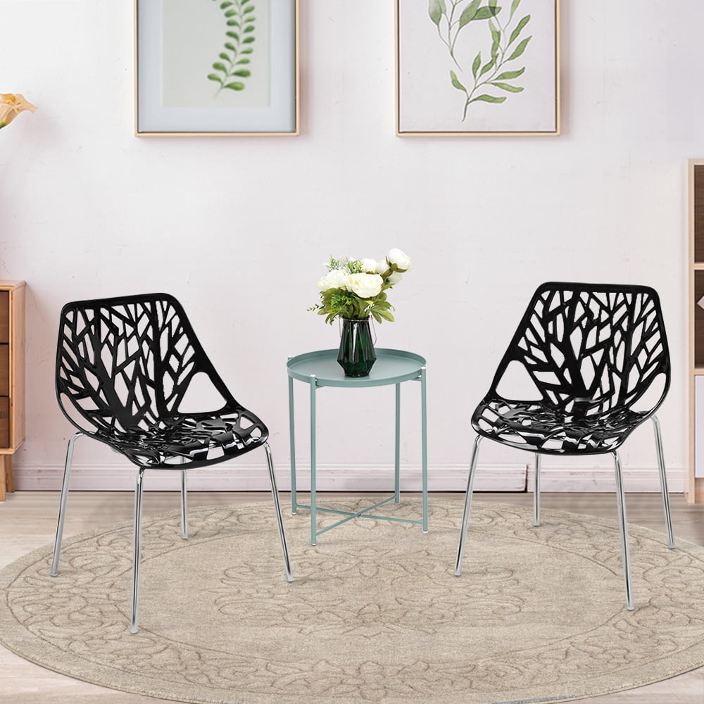 Ktaxon Dining Chairs (Set of 4)  Modern Nest Style Lounge Chairs Kid-Friendly Birch Chairs, Stackable Modern Chair Black