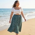 thumbnail image 2 of Agnes Orinda Women's Plus Size Skirts Pleated High Waist Midi Floral Print Skirt with Pockets 2X Dark Green, 2 of 7