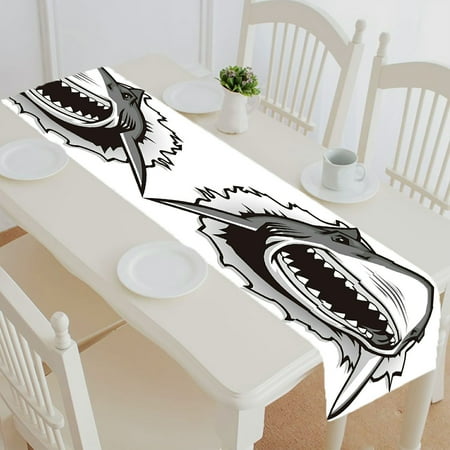 

ABPHQTO Great White Shark Ripping With Opened Mouth Table Runner Placemat Tablecloth For Home Decor 14x72 Inch