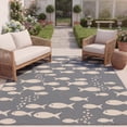 thumbnail image 4 of SAFAVIEH Courtyard Trena Fishes Indoor/Outdoor Area Rug, Dark Grey/Beige, 9' x 12', 4 of 13