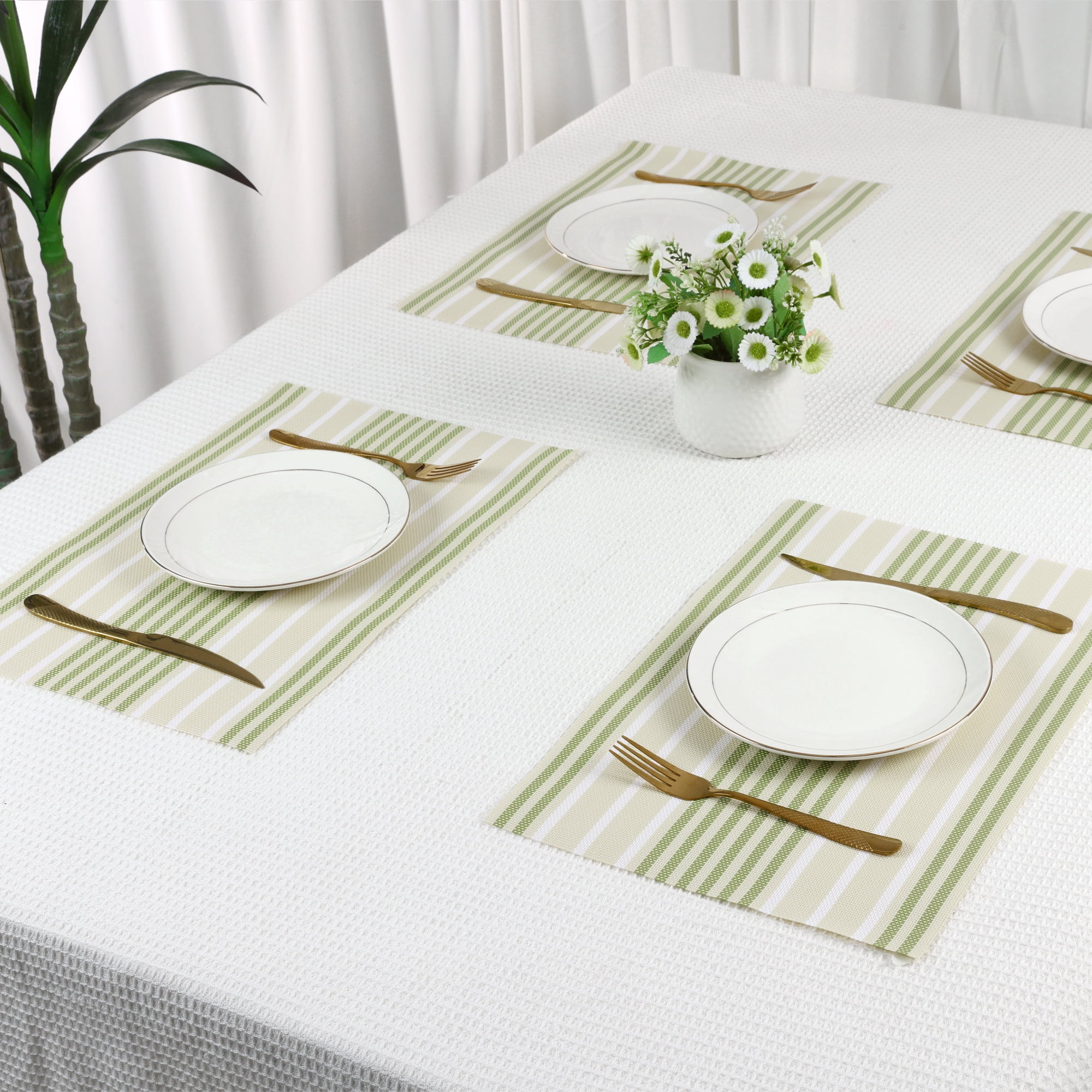 Unique Bargains Place Mat Set of 8 Placemats for Kitchen Table Decor Green