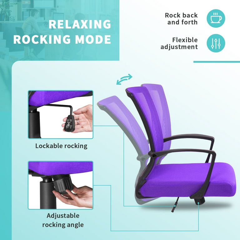 Purple High Back Office Chair with Lumbar Support 25.25 x 25.5 x