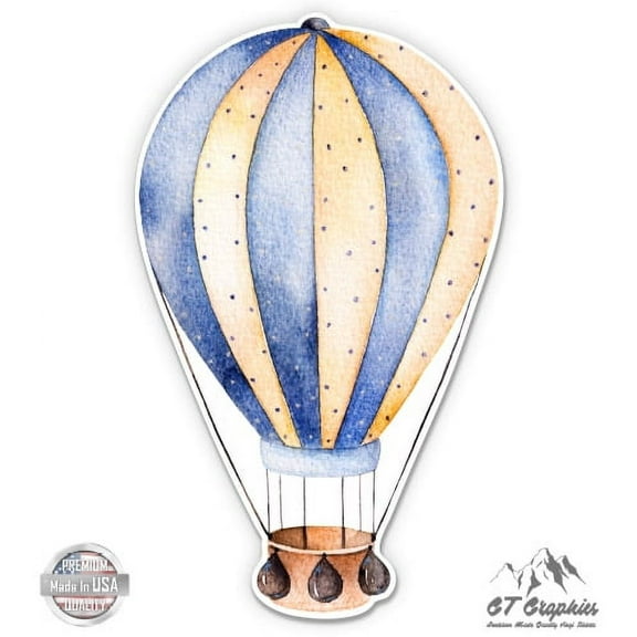 Hot Air Balloon Watercolor Artistic - 3" Vinyl Sticker - For Car Laptop I-Pad Phone Helmet Hard Hat - Waterproof Decal