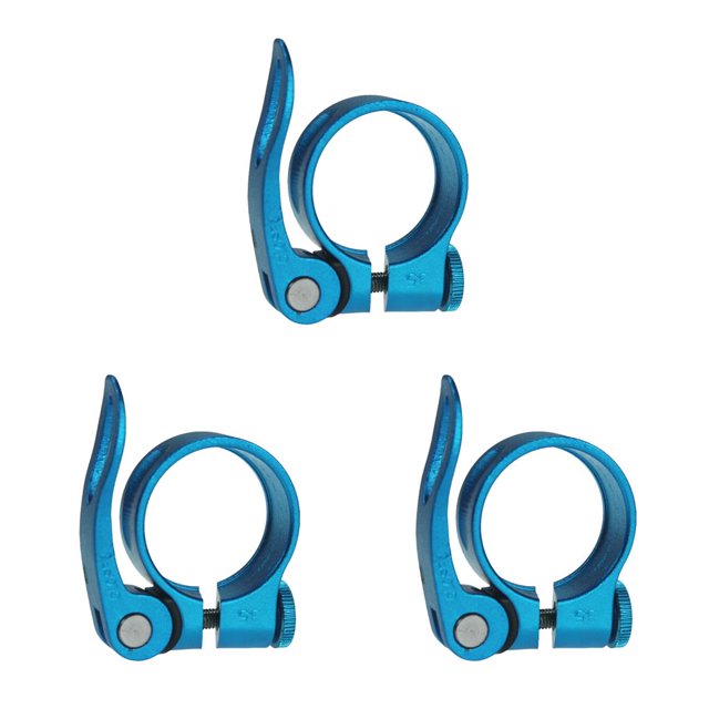 Maoww Bicycle Seat Post Clamp Aluminum Alloy Mountain Quick Release Seatpost Locking Collar Repair Accessories Replacement Part Light Blue 3Set