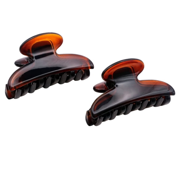Parcelona French Glossy Oval Small 2.5" Celluloid Set of 2 Jaw Hair Claw Clips