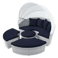 thumbnail image 3 of Lounge Daybed Sofa Bed, Blue Navy Gray, Rattan, Wicker, Modern Contemporary, Outdoor Patio Balcony Cafe Bistro Garden Furniture Hotel Hospitality, 3 of 9