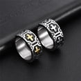 thumbnail image 4 of PAURO Cross Rings for Men Black Silver Gold Plated Stainless Steel Religious Vintage Punk Gothic Wide 10mm Cool Simple Statement Dainty Faith Jewelry Silver Size 11, 4 of 6