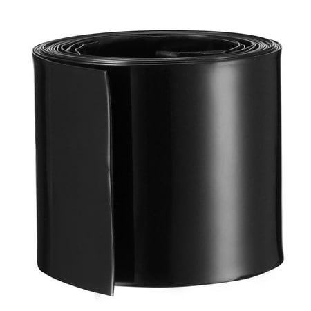 Gaine Thermorétractable PVC 75mm Plat - Tube Emballage Batterie 2,1m Noir Pour 18650