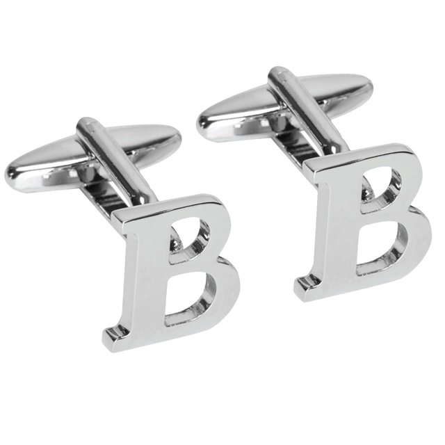 BodyJ4You 2PC Cufflinks Personalized Initials Letter B Men's Button Shirt Business Gift