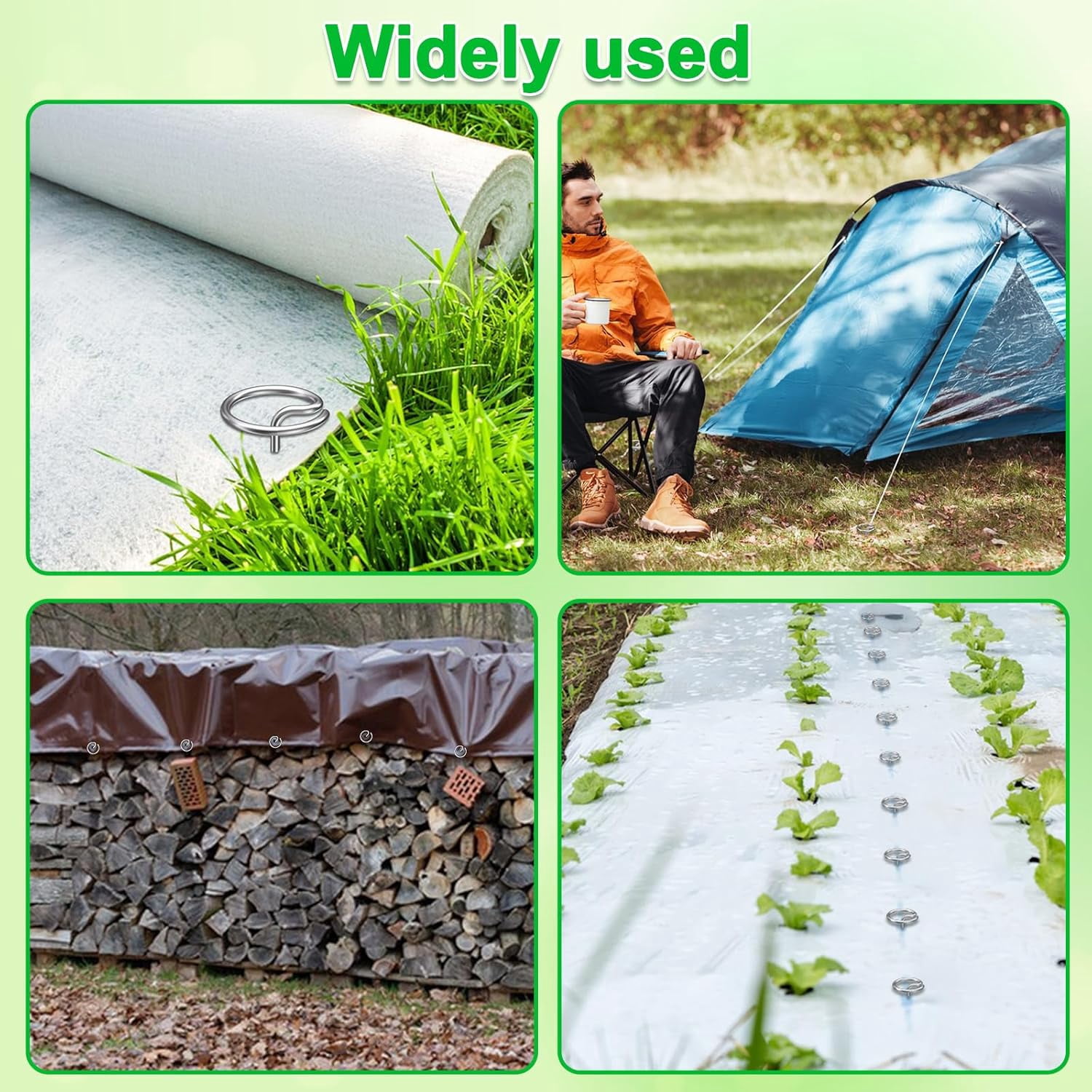 60 Pcs 6-Inch Heavy-Duty Galvanized Landscape Staples – Thickened 8 Gauge Circle Top Pins, Rust-Resistant for Weed Barrier, Landscape Fabric, and Garden Projects