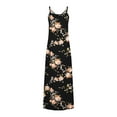 thumbnail image 4 of Black Ladies Casual Sleeveless Slip Dresses for Women Vneck Spandex Floral Print Maxi Long Loose Fit Fall Summer 2025 Clothes Trendy L, 4 of 4