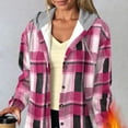 thumbnail image 5 of Maplenight Plaid Jackets for Women Button Down Long Sleeve Shacket Casual Fleece Lined Hooded Jackets Thermal Winter Coat with Pockets, 5 of 6