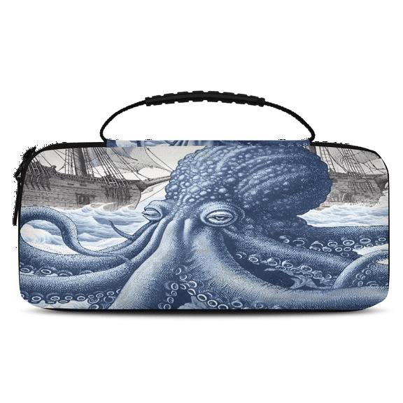 Herdesigns Octopus Ocean Themed Carrying Case for Nintendo Switch OLED Model 2021 & Switch 2017 with 20 Game Card Slots, Portable Travel Carry Case for Accessories and Console