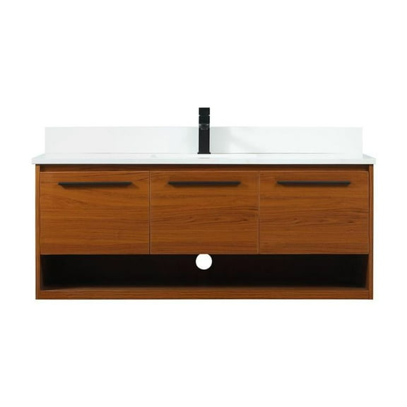 Elegant Decor Roman 48" MDF Single Bathroom Vanity with Backsplash in Teak